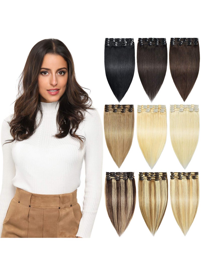 Rose bud Rose bud Clip in Hair Extensions REMY Human Hair 8Pcs 18 Clips 60g/Set 10 Inch Jet Black 