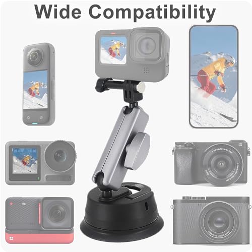 ADOFYS Aluminum Alloy Suction Cup Mount with 1/4 Thread and Phone Holder for GoPro Max Mini Hero 13 12 11 10 9 8 7 6 Insta360 DJI Action Accessories - Image 4