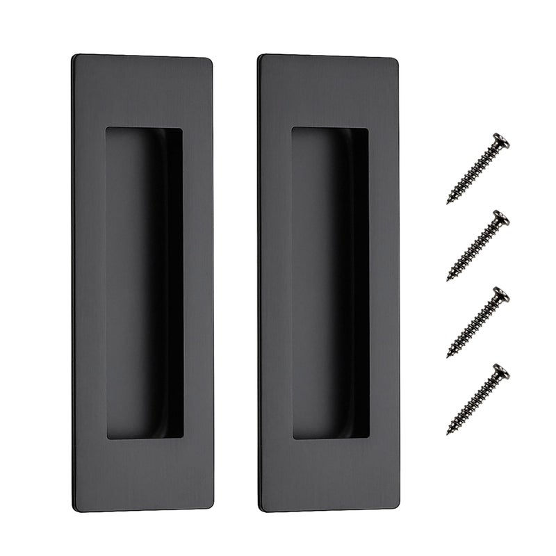 JOY DECOR 2 Pack Pocket Door Handles 59 Rectangular Recessed Pulls for Sliding Closet and Barn Doors Black Flush Finger Pulls