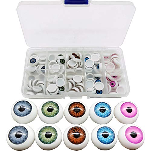 TIHOOD 100pcs/box 12mm Doll Eyeballs Half Round Acrylic Eyes for DIY Doll Bear Crafts Halloween - Image 1