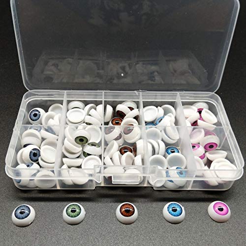 TIHOOD 100pcs/box 12mm Doll Eyeballs Half Round Acrylic Eyes for DIY Doll Bear Crafts Halloween - Image 4