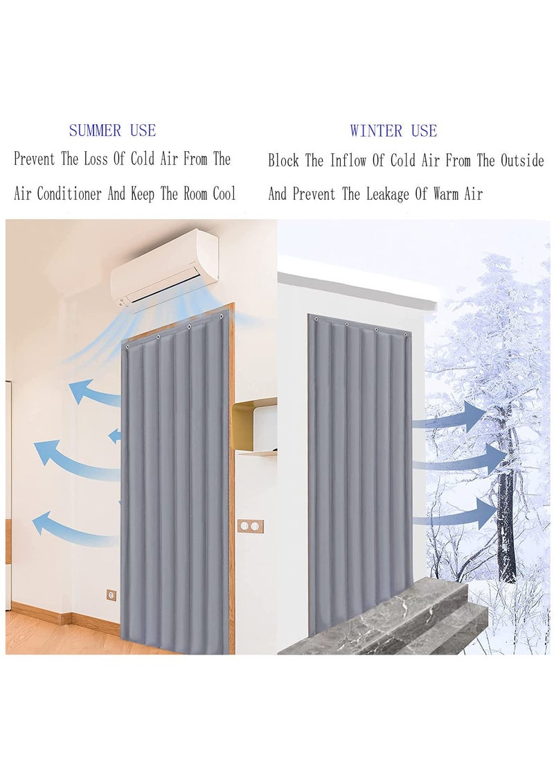 SYOSI - Home Thermal Insulated Door Curtain Winter Doorway Cover Drape Screen Heavy Duty Soundproof Barrier Tapestry Blanket, Windproof Waterproof Warm Cold Protection Living Room (W31.49*H82.68 in/80*210cm) - Image 1