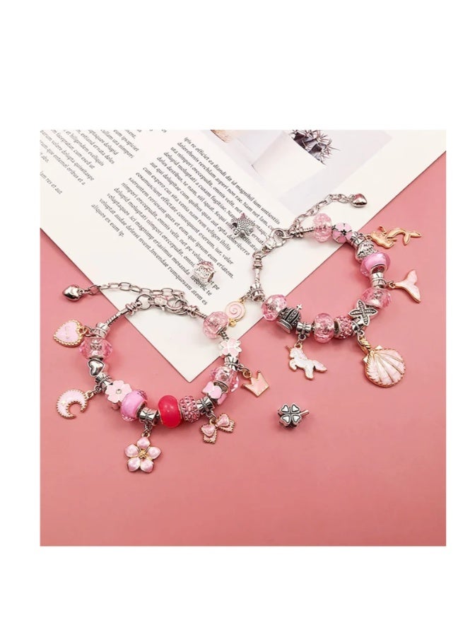 daydayup Bracelet Making Kit for Girls, 66pcs DIY Jewelry Craft Set with Charm Beads and Gift Box, Creative Art Present for Kids Ages 8-12, Adults (Pink) - Image 5