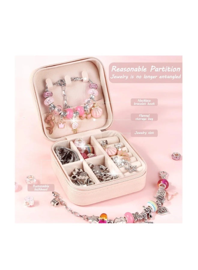 daydayup Bracelet Making Kit for Girls, 66pcs DIY Jewelry Craft Set with Charm Beads and Gift Box, Creative Art Present for Kids Ages 8-12, Adults (Pink) - Image 3