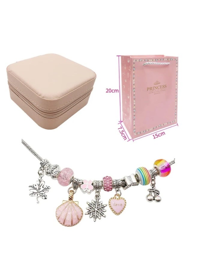 daydayup Bracelet Making Kit for Girls, 66pcs DIY Jewelry Craft Set with Charm Beads and Gift Box, Creative Art Present for Kids Ages 8-12, Adults (Pink) - Image 2