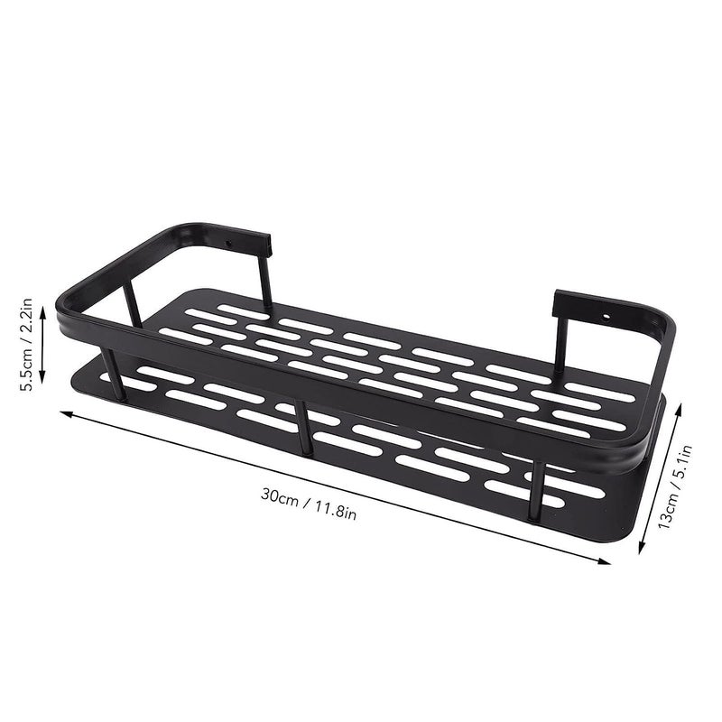 Aluminum Wall Mounted Bathroom Organiser, Floating Shelf for Wall for Bathroom Cabinet Multifunctional Large Capacity Bathroom Rack, Bathroom Shelf for Wall (Aluminium Shelf Black, Pack of 2) - Image 2