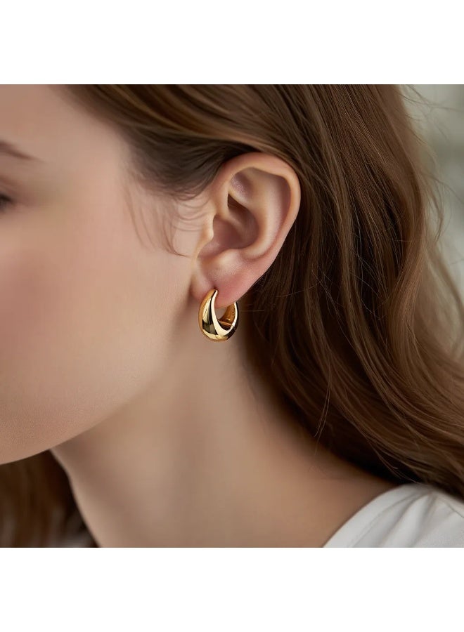 AMETOER 18k Gold Plated High-end Double-sided Women's Non-fading Stainless Steel Polished Ear Clips - Image 2