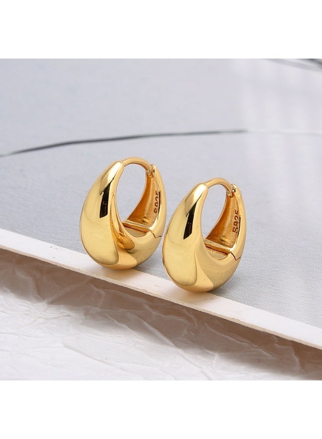 AMETOER 18k Gold Plated High-end Double-sided Women's Non-fading Stainless Steel Polished Ear Clips - Image 3