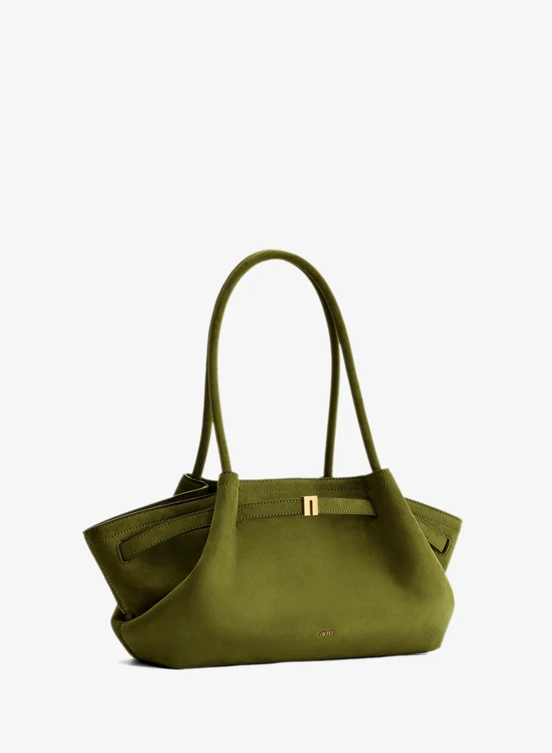 Jw Pei Olive Green Hana Wide Faux Suede Tote Bag for Women | Best Price UAE