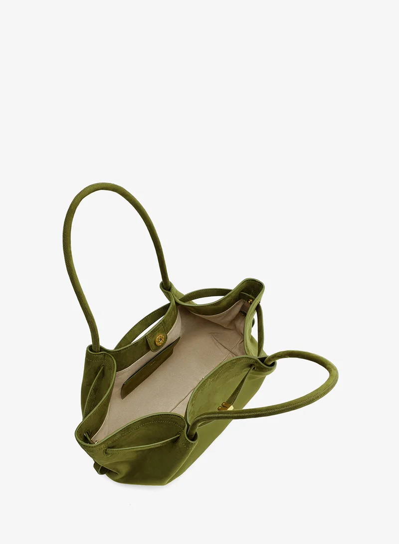 Jw Pei Olive Green Hana Wide Faux Suede Tote Bag for Women | Best Price UAE