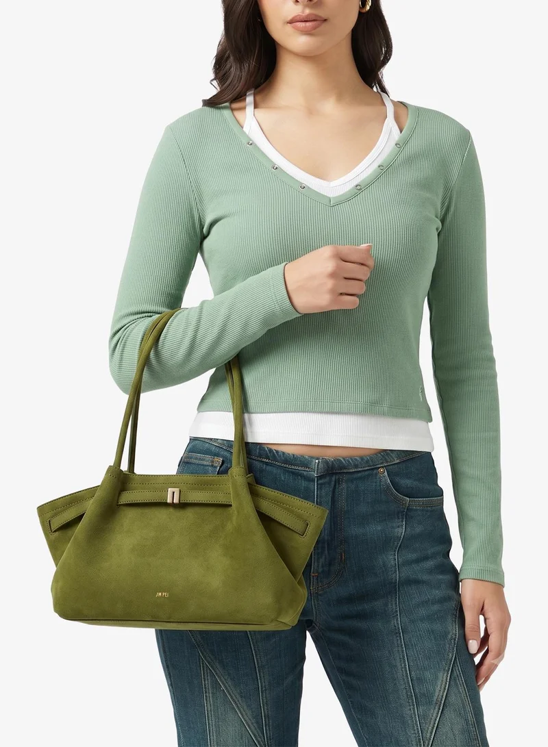 Jw Pei Olive Green Hana Wide Faux Suede Tote Bag for Women | Best Price UAE
