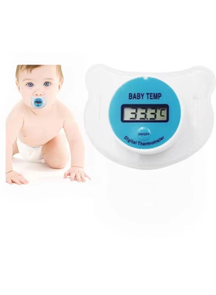 Goolsky High Accuracy Thermometer LCD Display Shaped Thermometer Pacifier Babies's Heating Fever Monitor Gauge Blue Digital Thermometer for Baby Oral Mouth Temperature Measuring Blue Nipple - Image 1
