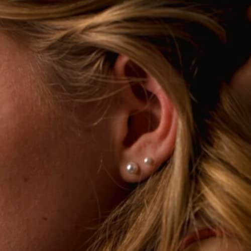 HIGHSPARK 925 Silver Pearl Earrings for Women | 92.5 Sterling Silver & Brilliant Lustre Freshwater Button Pearls | Lovely Gift | Pearl 7mm - Image 4