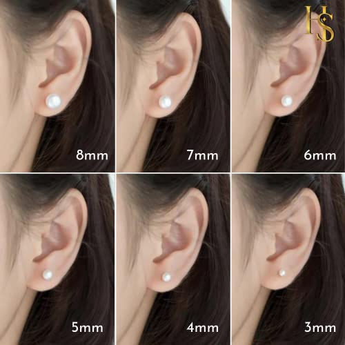 HIGHSPARK 925 Silver Pearl Earrings for Women | 92.5 Sterling Silver & Brilliant Lustre Freshwater Button Pearls | Lovely Gift | Pearl 7mm - Image 3