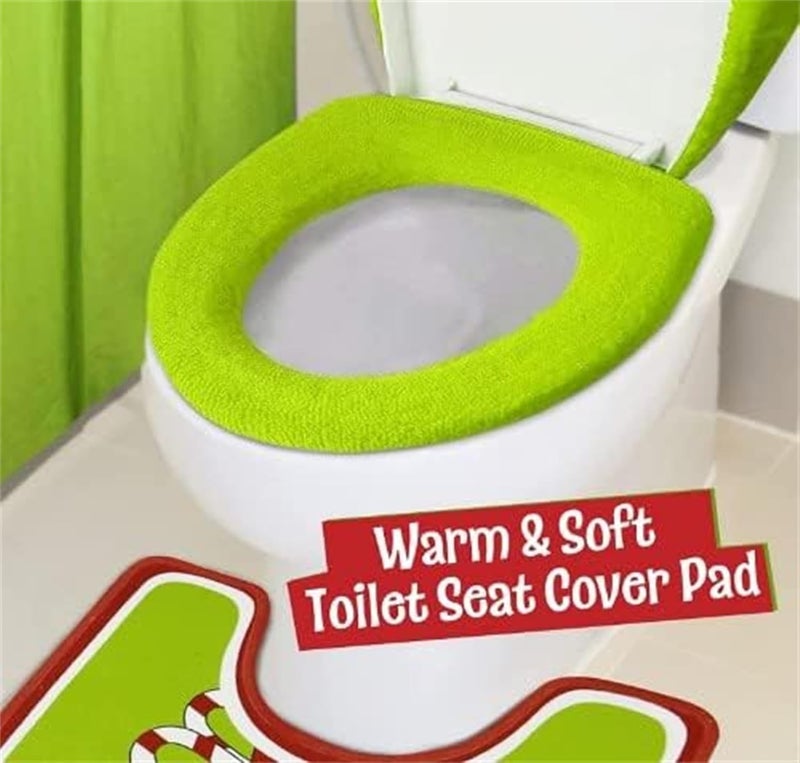 Grinch Christmas Bathroom Decor - GRINCHS Decorations Bathroom Rugs and MATS Sets，Modern Bath for Washable Accessories Set - Image 2