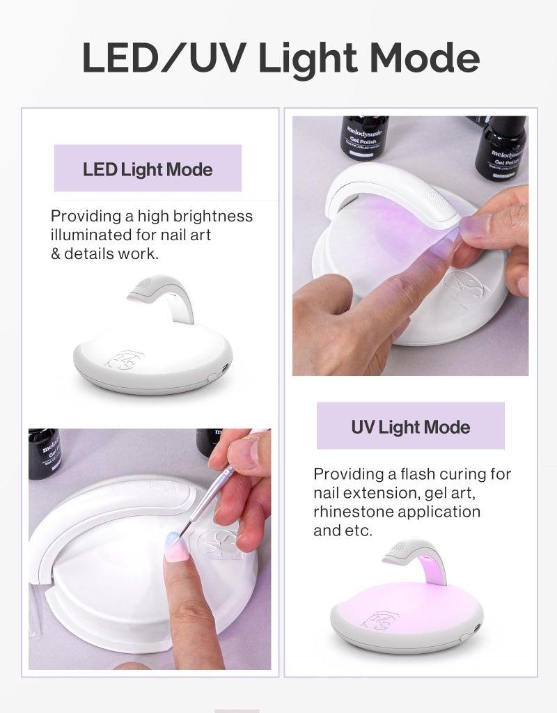 MelodySusie Cordless Mini UV LED Nail Lamp, Art05M Flash Cure Light for Gel X Nails Innovative 2 in 1 Rechargeable UV Light for Gel Nail Polish Nail Extension Art - Image 3