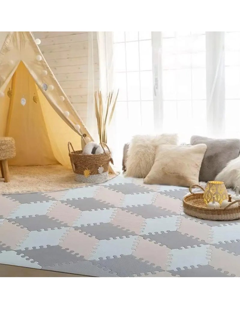 Bumble & Bird - BabySafe Play Mat Multi-Shape 52pcs+26 Edges - Peach & Brown - Image 5