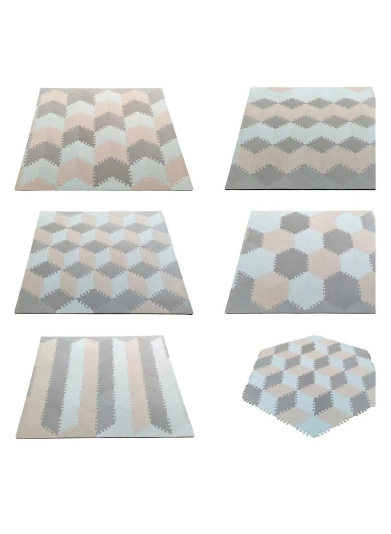 Bumble & Bird - BabySafe Play Mat Multi-Shape 52pcs+26 Edges - Peach & Brown - Image 4