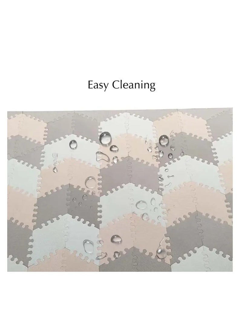 Bumble & Bird - BabySafe Play Mat Multi-Shape 52pcs+26 Edges - Peach & Brown - Image 1