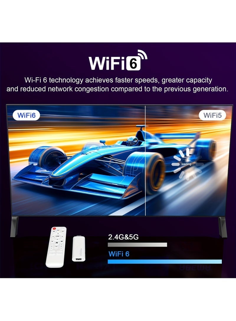 اتش 96 ماكس جهاز Android 14.0 TV Stick ATV، جهاز H96MAX Smart TV Box مشغل وسائط البث مع معالج رباعي النواة WiFi6 2.4G/5.8Ghz BT5.4 4K AV1، مشغل منزلي ذكي فائق الوضوح مع تحكم صوتي (2 جيجابايت + 16 جيجابايت) - Image 3