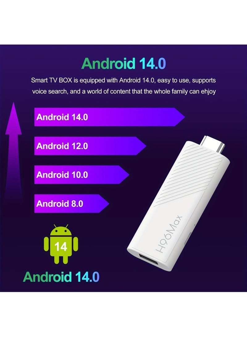 اتش 96 ماكس جهاز Android 14.0 TV Stick ATV، جهاز H96MAX Smart TV Box مشغل وسائط البث مع معالج رباعي النواة WiFi6 2.4G/5.8Ghz BT5.4 4K AV1، مشغل منزلي ذكي فائق الوضوح مع تحكم صوتي (2 جيجابايت + 16 جيجابايت) - Image 5