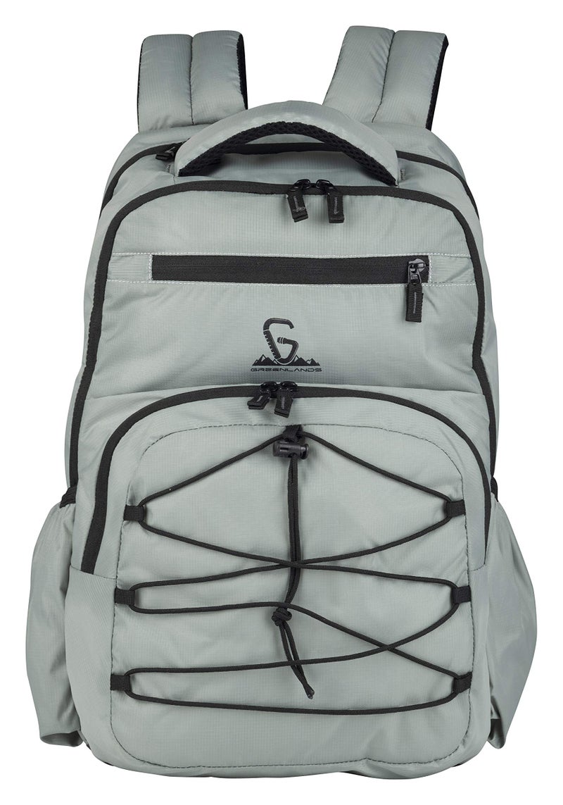 GREENLANDS 37L Ziggy Backpack with Attached Rain Cover â€“ 2 Spacious Compartments, Ideal for Office, School, Travel, Trekking and Trips â€“ Unisex, Light Grey - Image 1