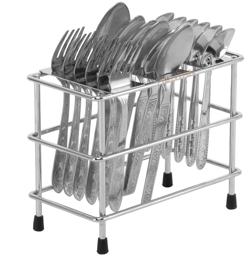 Aontan Enterprise Stainless Steel Spoon Stand Holder Cutlery Rack For Kitchen & Dinning Table Cutlery Set (Pack Of 1 Without Spoon, Tiered Shelf) - Free Standing - Image 3