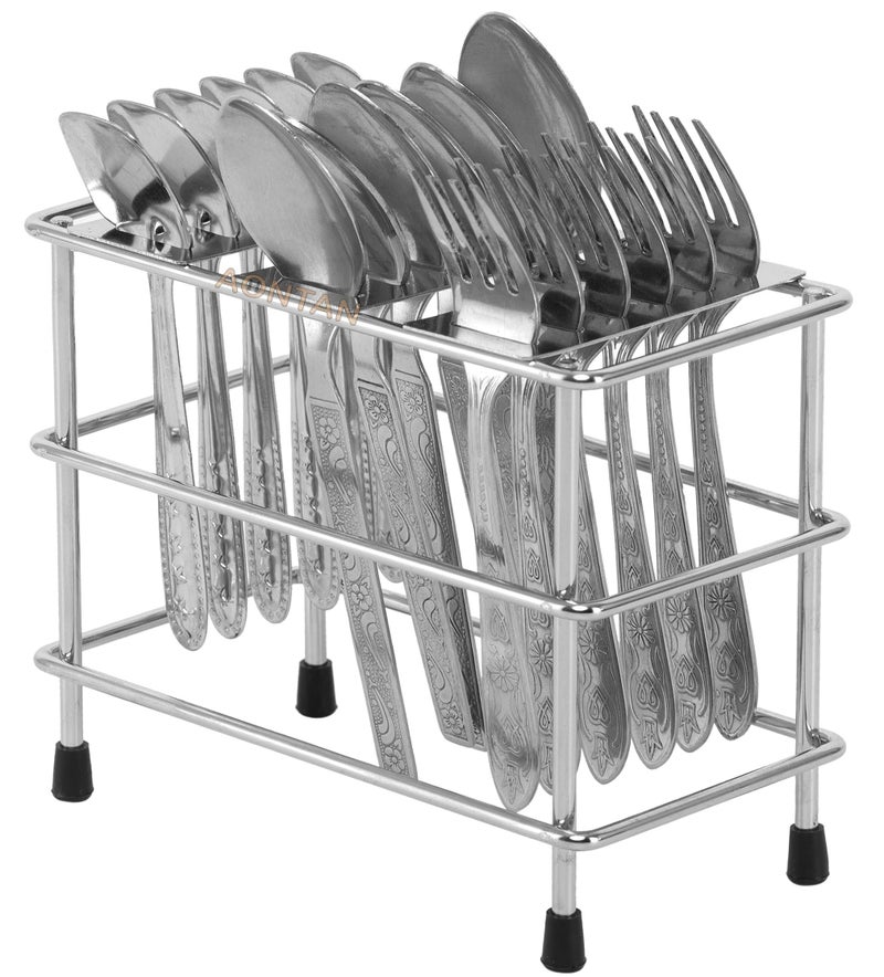 Aontan Enterprise Stainless Steel Spoon Stand Holder Cutlery Rack For Kitchen & Dinning Table Cutlery Set (Pack Of 1 Without Spoon, Tiered Shelf) - Free Standing - Image 1