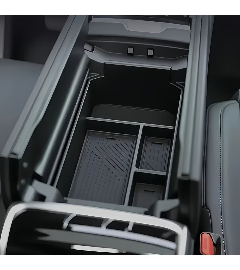 صندوق مسند ذراع مدمج أسود لسيارة Jaecoo J7 PHEV مع حامل هاتف وحامل أكواب - Image 3