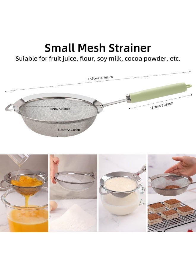 Luckam Stainless Steel Strainers Fine Mesh Sieve for Baking, Metal Strainer with Reinforced Silicone Handle, Durable and Efficient Fine Mesh Sifter for Kitchen, Small Colanders for Sifting (DIA 7.1") - Image 5