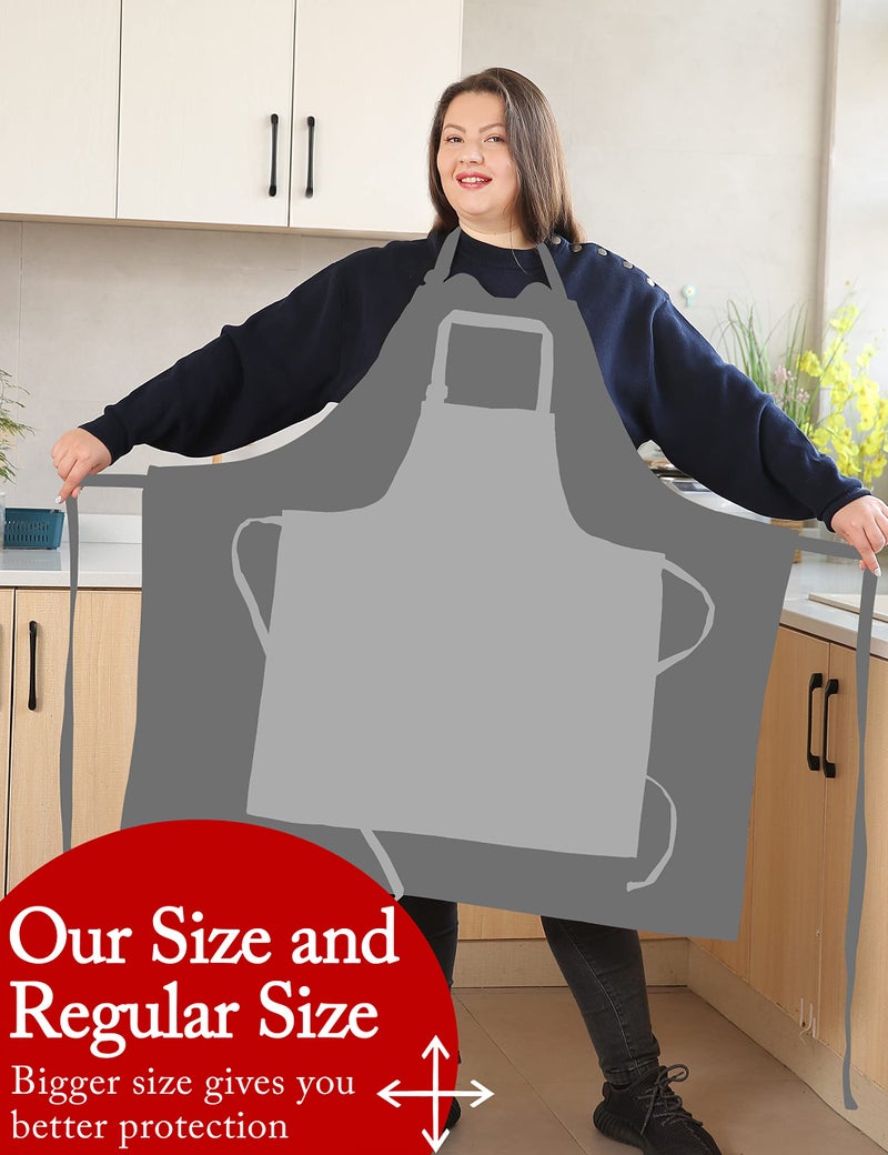 APRONNER Cotton Linen Baking Plus Size Aprons for Women with Pockets Kitchen Cooking Yellow Flowers - Image 2