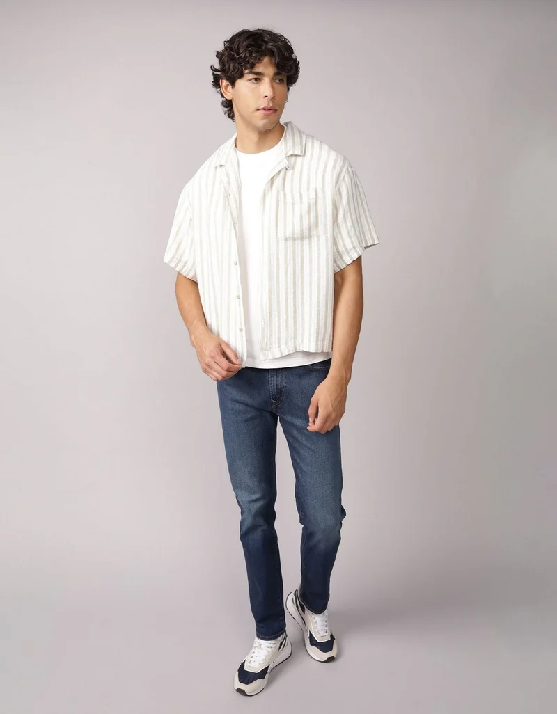 AE Textured Striped Button-Up Poolside Shirt