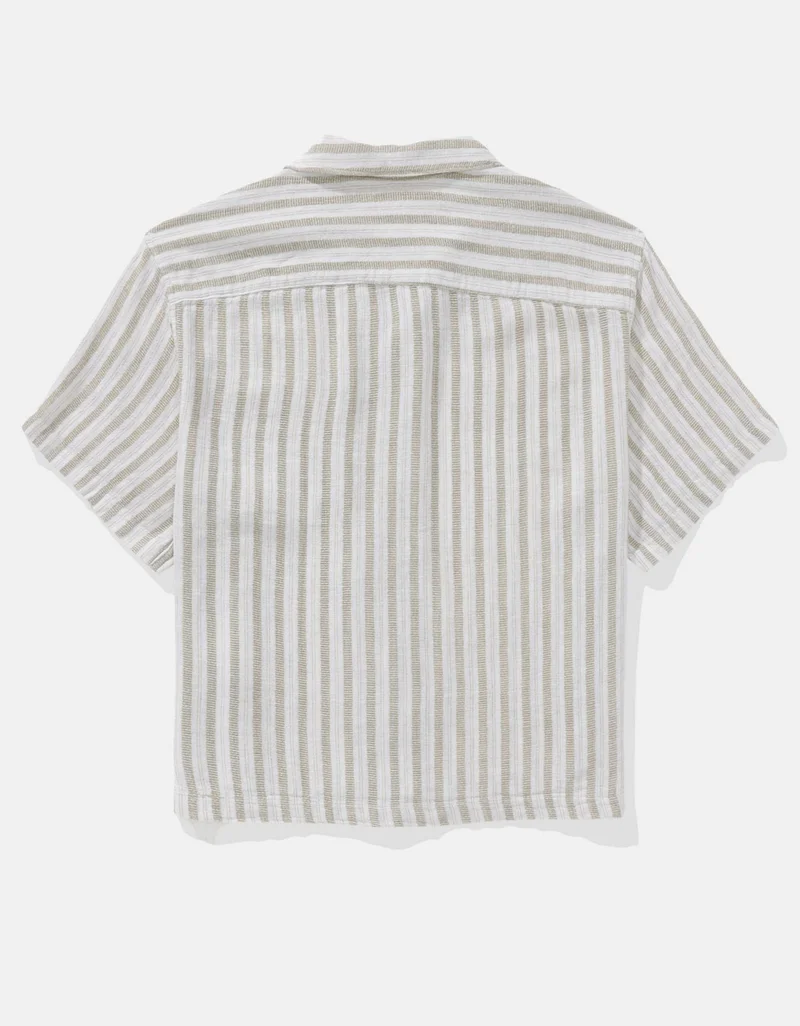 American Eagle  AE Textured Striped Button-Up Poolside Shirt for Men | Best Price UAE