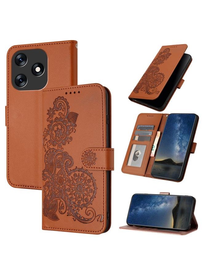erorex Case For Tecno Spark 10 4G Datura Flower Embossed Flip Leather Phone Case  - Image 1