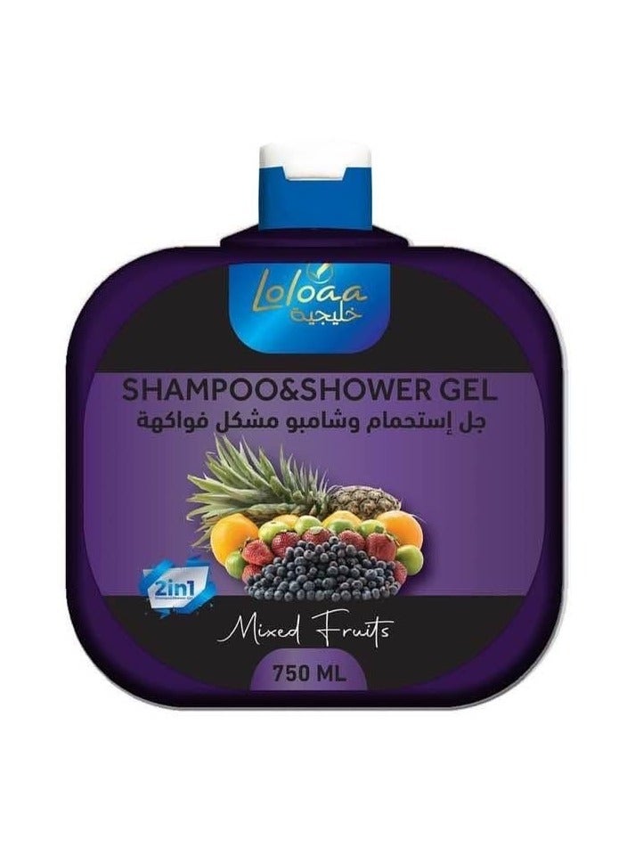 Loloaa ٍShampoo and shower gel mixed  fruits  750 ml 