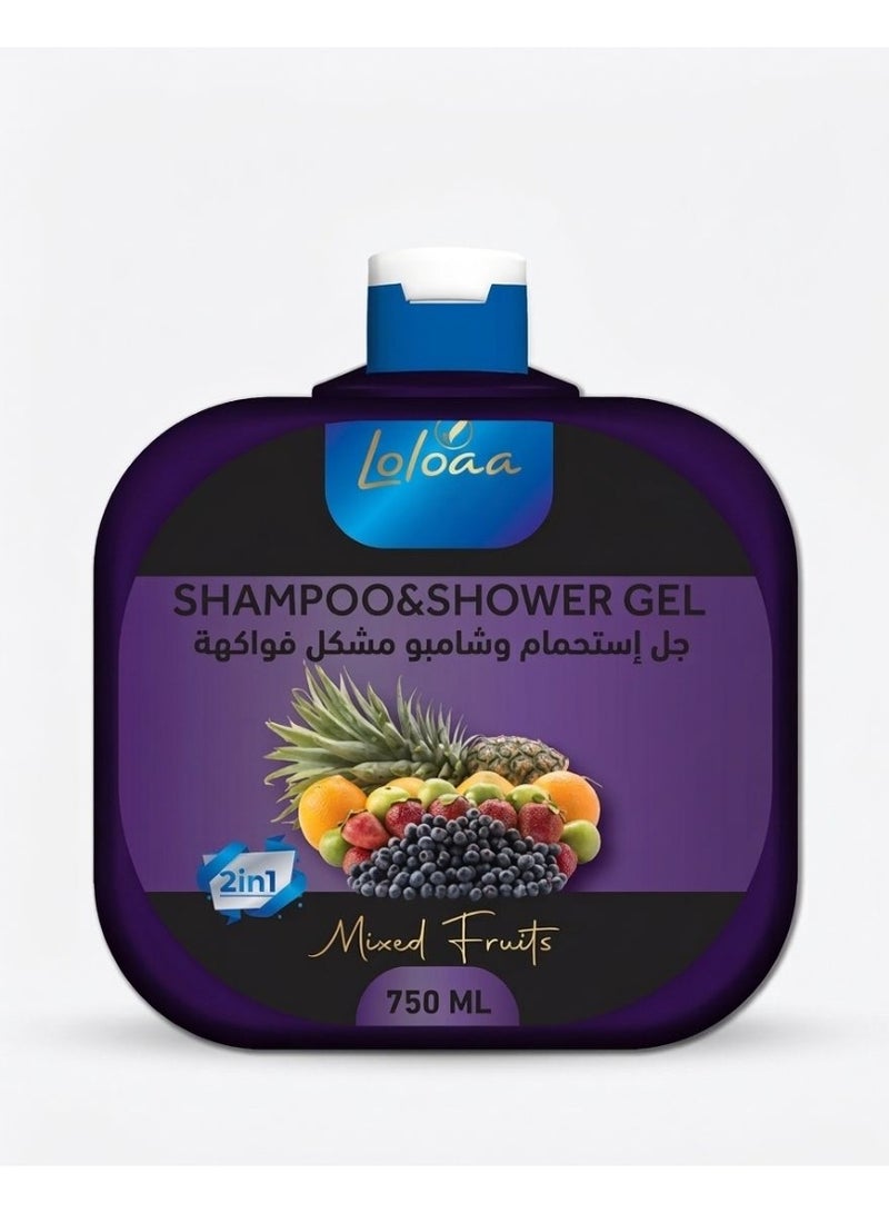 Loloaa ٍShampoo and shower gel mixed  fruits  750 ml - Image 1
