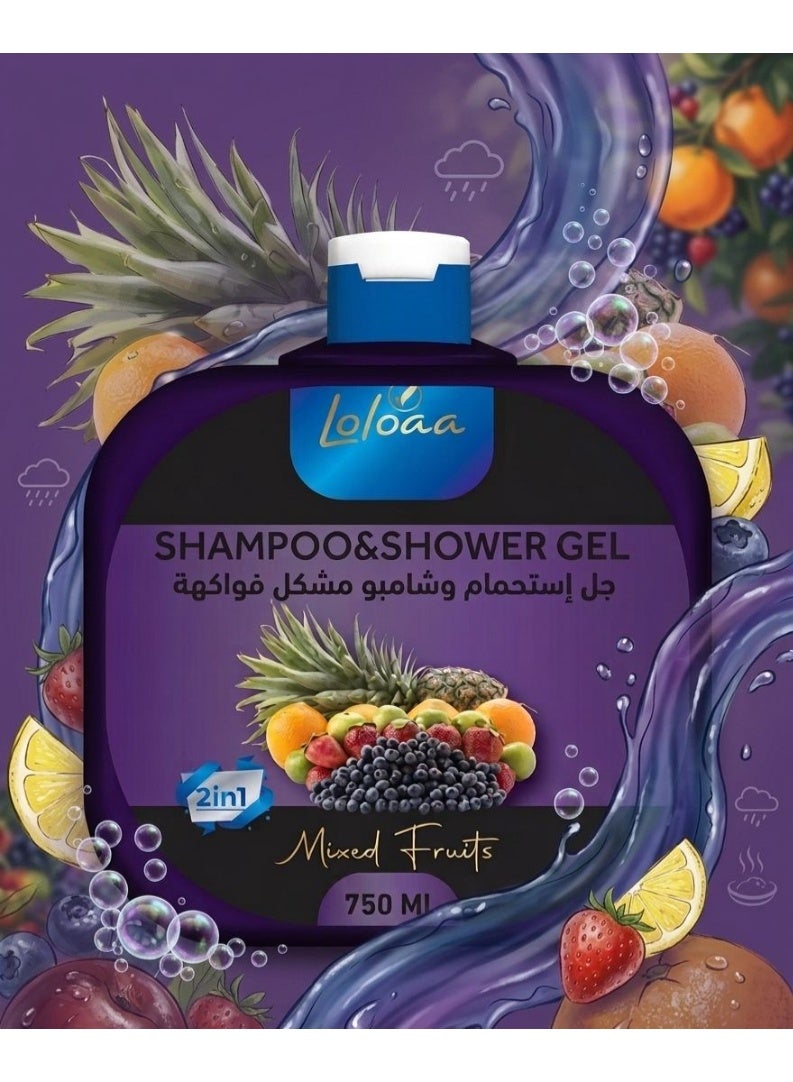 Loloaa ٍShampoo and shower gel mixed  fruits  750 ml - Image 2