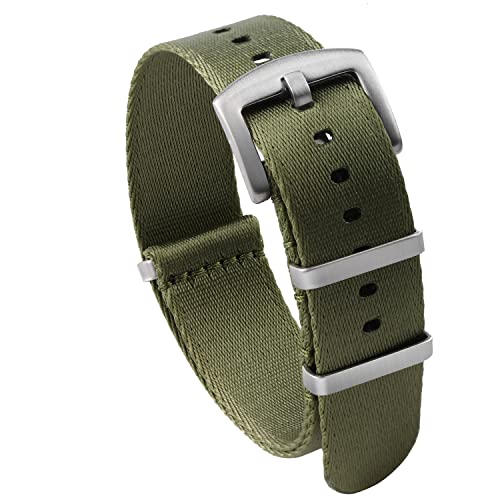 watchdives Nylon Watch Band 18mm 20mm 22mm Multicolor Replacement Watch Straps for Men Women (Silver/Army Green, 22mm) - Image 1