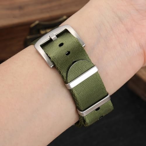 watchdives Nylon Watch Band 18mm 20mm 22mm Multicolor Replacement Watch Straps for Men Women (Silver/Army Green, 22mm) - Image 5