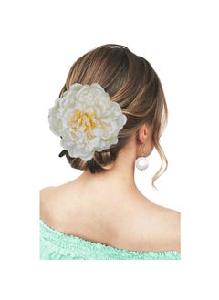 Kriccio Peony Flower Hair Clip Hanfu Hairpin Bridesmaid Pin up Flower Brooch Party Wedding Decor one size white 