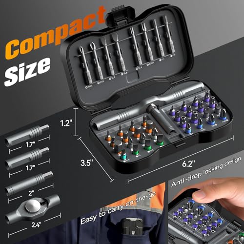 Housolution 43 in 1 Ratchet Screwdriver Set with Detachable Handle, 6.2° Ratchet Head, Multi S2 Steel Bit Free Combination, Portable Repair Tool Kit for Christmas Gifts Furniture, Computer, Bicycle, DIY - Image 2