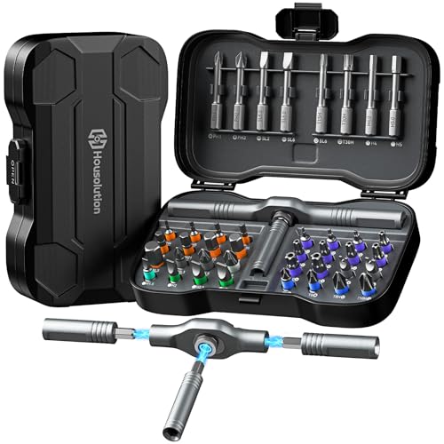 Housolution 43 in 1 Ratchet Screwdriver Set with Detachable Handle, 6.2° Ratchet Head, Multi S2 Steel Bit Free Combination, Portable Repair Tool Kit for Christmas Gifts Furniture, Computer, Bicycle, DIY - Image 1