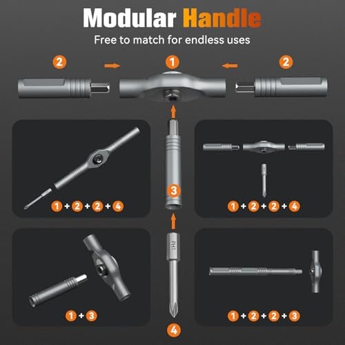 Housolution 43 in 1 Ratchet Screwdriver Set with Detachable Handle, 6.2° Ratchet Head, Multi S2 Steel Bit Free Combination, Portable Repair Tool Kit for Christmas Gifts Furniture, Computer, Bicycle, DIY - Image 5