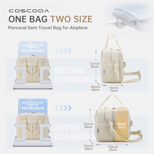 COSCOOA 40x30x15 cm Personal Item Travel Bag,Expandable 40x30x25cm Carry on Duffel Bag,Flight Approved Underseat Weekender Overnight Bag with Wet Pocket - Image 2