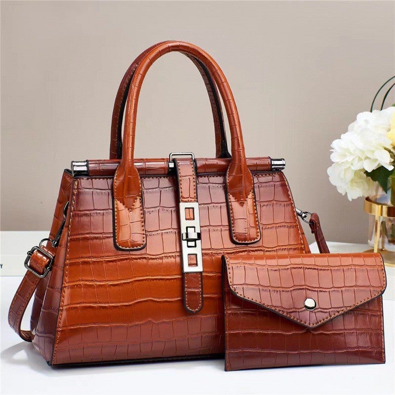 Explosive Women''s Bag Foreign Trade Bag Fashion Bright Leather Large Capacity Handbag Shoulder Crossbody Texturized Women''s Bag - Image 4