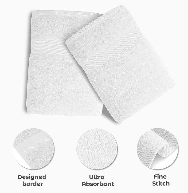 Softolle Luxury Bath Towels Set of 4 (27â€ x 54â€) | Towels for Bathroom | Super Soft | Highly Absorbent Towels for Home, Spa, Gym (White) - Image 3