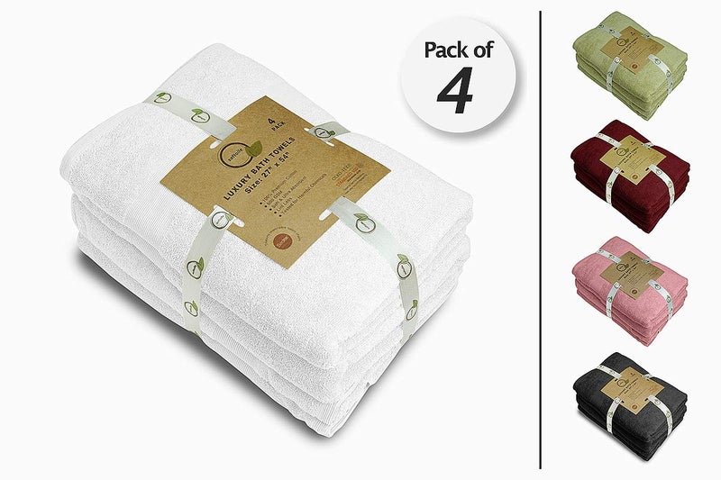 Softolle Luxury Bath Towels Set of 4 (27â€ x 54â€) | Towels for Bathroom | Super Soft | Highly Absorbent Towels for Home, Spa, Gym (White) - Image 2