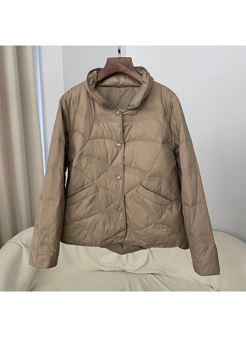 Generic - Stylish Collar Warm Puffer Coat Brown - Image 1