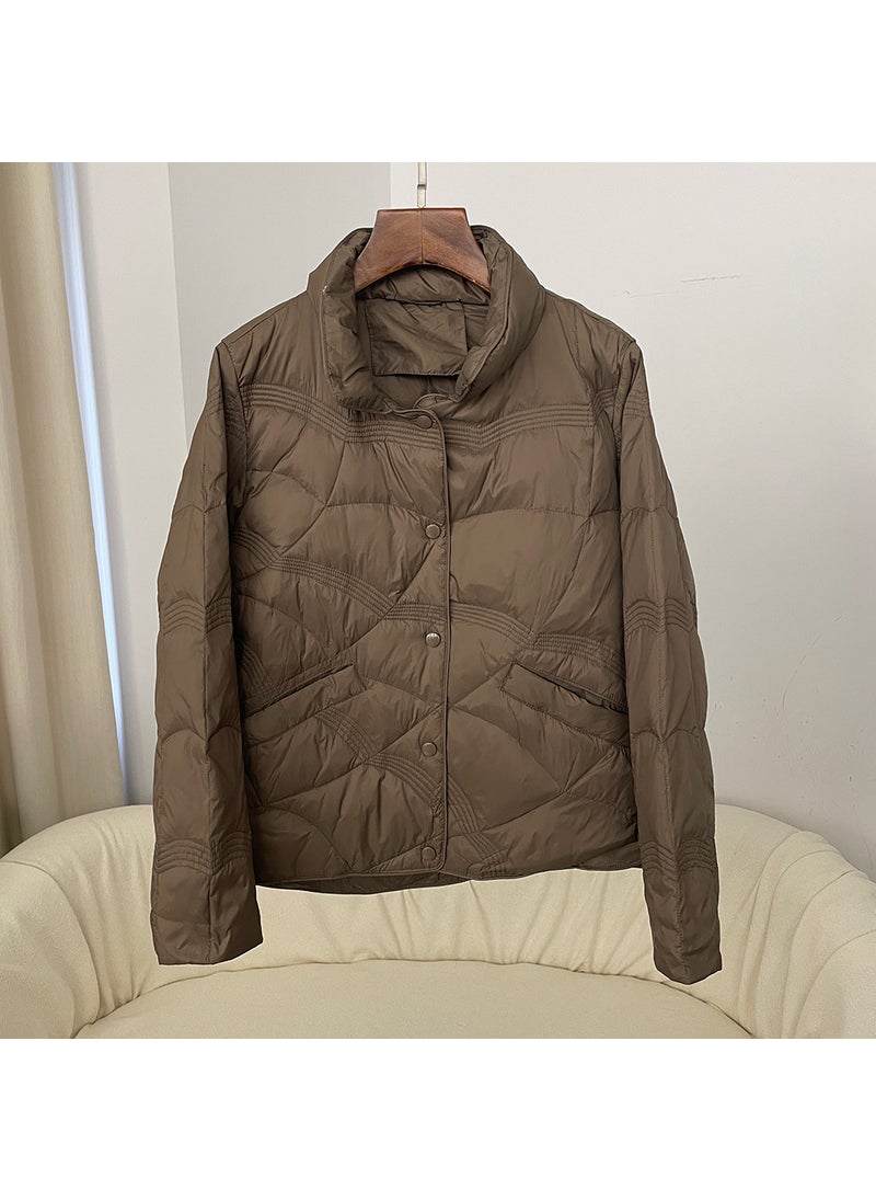 Generic - Stylish Collar Warm Puffer Coat Brown - Image 1