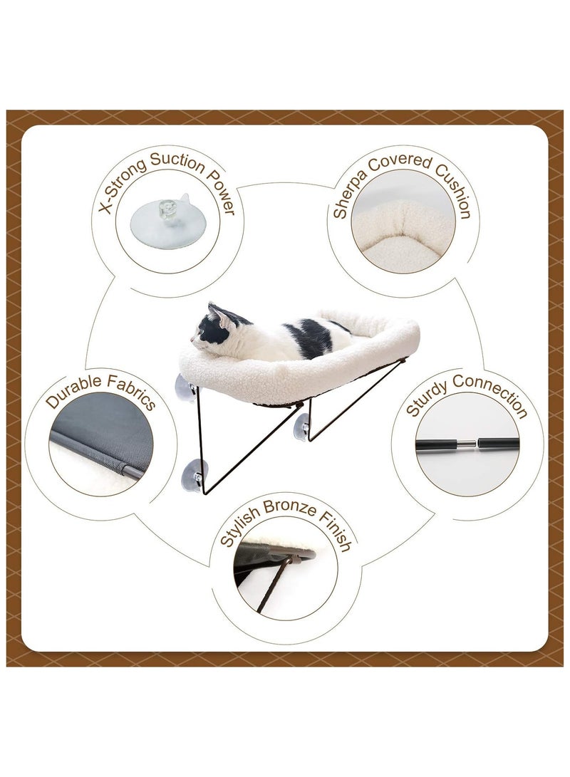 عام يأتي جثم نافذة القط المعدني المدعوم من الأسفل مع سرير دافئ واسع للحيوانات الأليفة - Image 4